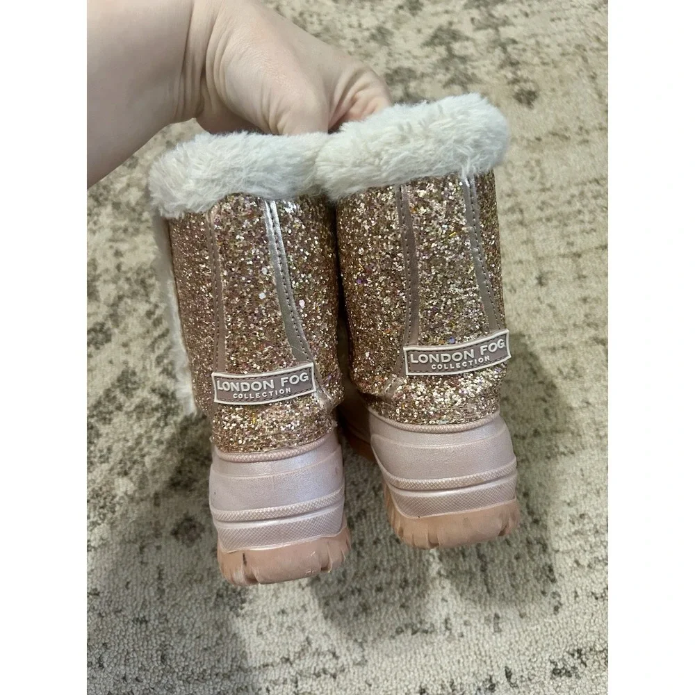 London Fog Pink Faux Fur Glitter Size 11M Child's Boots Sparkle Shimmer Fun Warm
